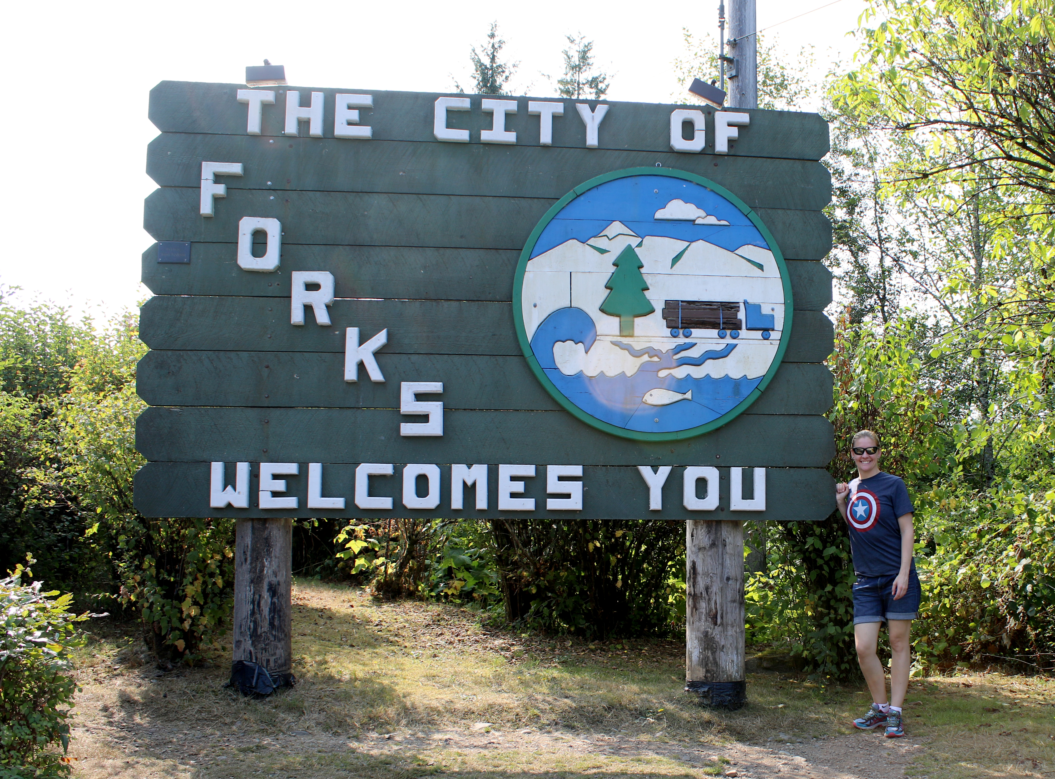 A sign of The City of Forks Welcomes You
